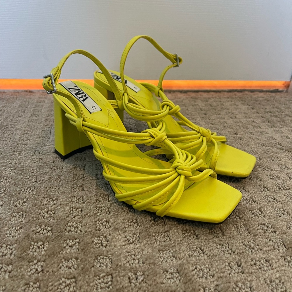 Zara size 7 heels, lime/yellow color